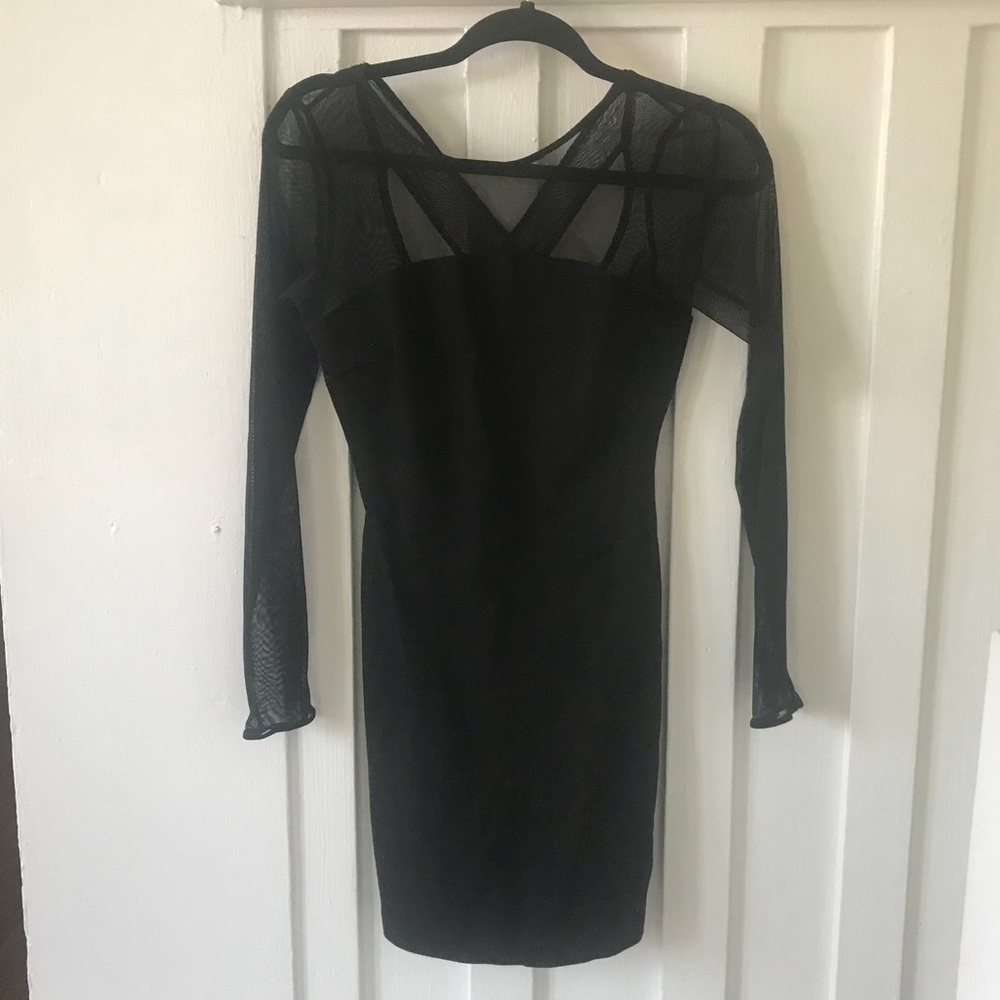 Zara bodycon dress sheer sleeves and cross back